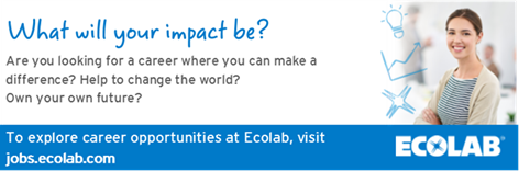 Ecolab – Ευκαιρία Εργασίας – Μηχανικός Πεδίου- Βόρεια Ελλάδα
